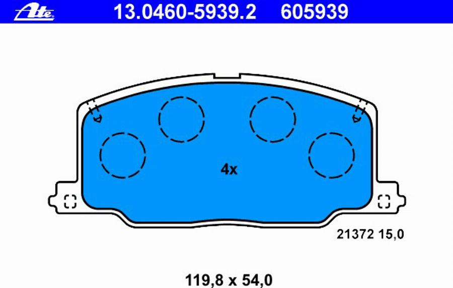 ATE 13.0460-5939.2 - Bremžu uzliku kompl., Disku bremzes autospares.lv