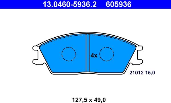 ATE 13.0460-5936.2 - Bremžu uzliku kompl., Disku bremzes www.autospares.lv