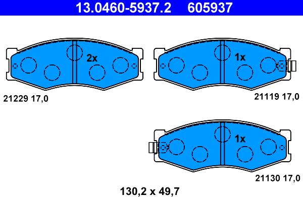 ATE 13.0460-5937.2 - Bremžu uzliku kompl., Disku bremzes autospares.lv