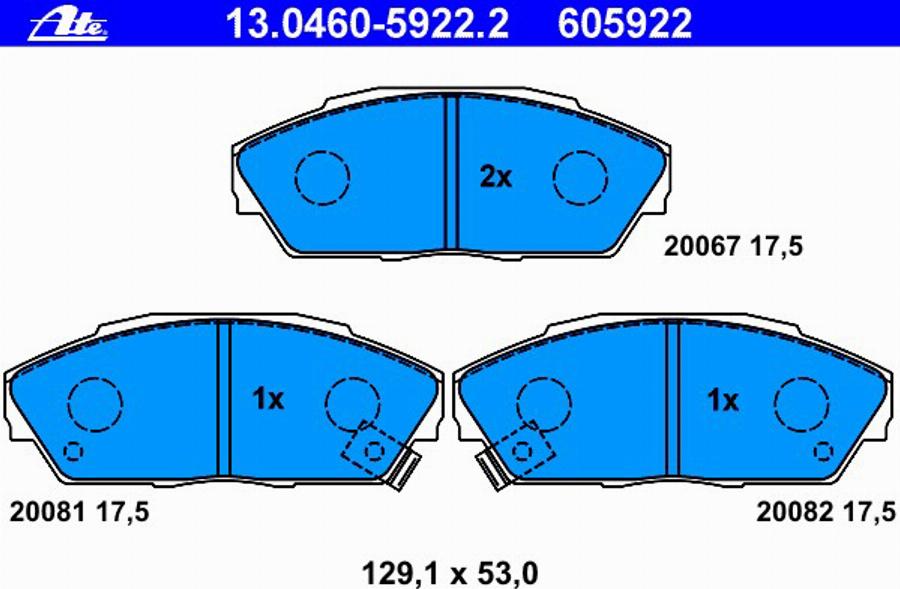 ATE 13.0460-5922.2 - Brake Pad Set, disc brake www.autospares.lv