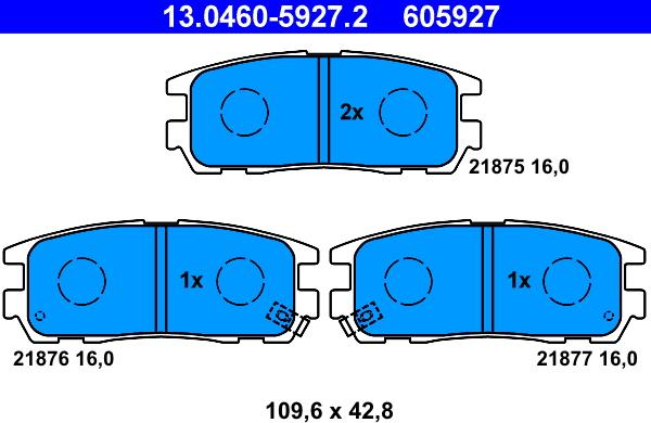 ATE 13.0460-5927.2 - Bremžu uzliku kompl., Disku bremzes www.autospares.lv