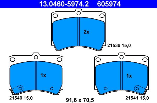 ATE 13.0460-5974.2 - Bremžu uzliku kompl., Disku bremzes autospares.lv