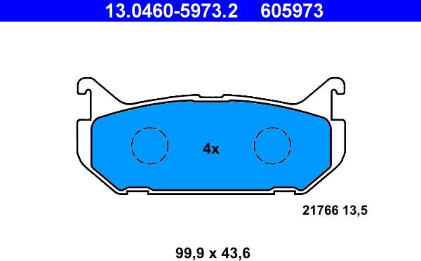 ATE 13.0460-5973.2 - Bremžu uzliku kompl., Disku bremzes autospares.lv