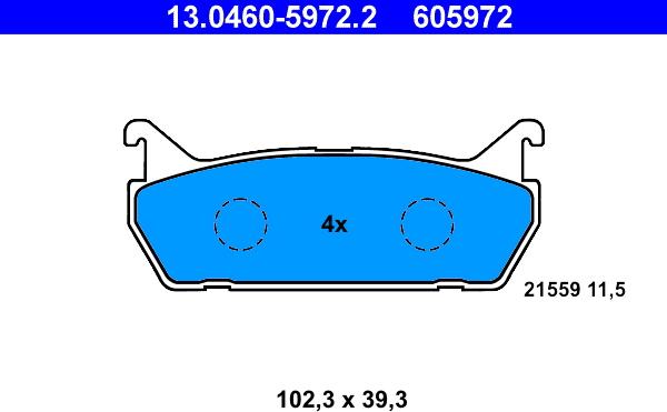 ATE 13.0460-5972.2 - Bremžu uzliku kompl., Disku bremzes autospares.lv