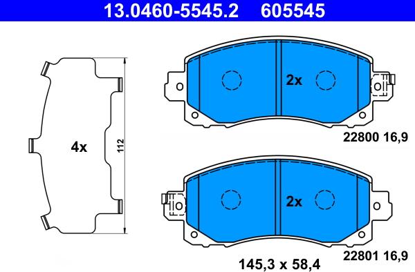 ATE 13.0460-5545.2 - Bremžu uzliku kompl., Disku bremzes www.autospares.lv