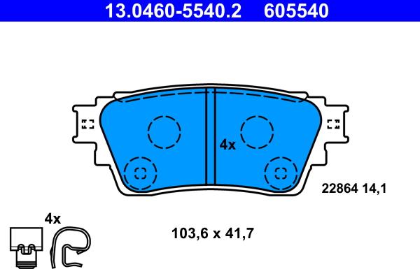 ATE 13.0460-5540.2 - Bremžu uzliku kompl., Disku bremzes www.autospares.lv