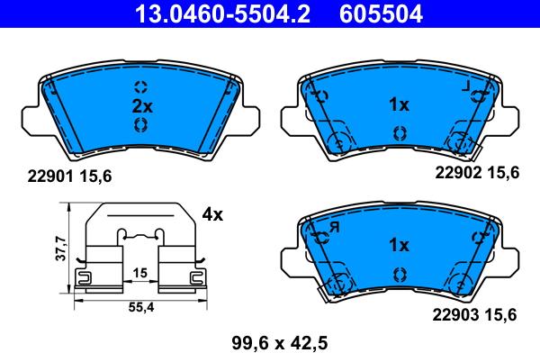 ATE 13.0460-5504.2 - Bremžu uzliku kompl., Disku bremzes www.autospares.lv