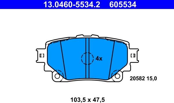 ATE 13.0460-5534.2 - Bremžu uzliku kompl., Disku bremzes www.autospares.lv