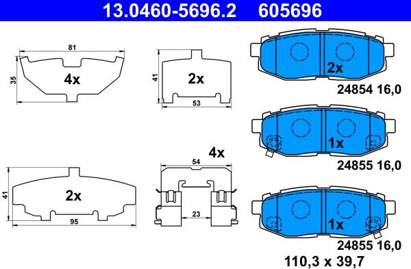 ATE 13.0460-5696.2 - Bremžu uzliku kompl., Disku bremzes www.autospares.lv