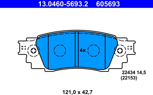 ATE 13.0460-5693.2 - Bremžu uzliku kompl., Disku bremzes www.autospares.lv