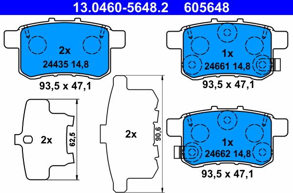 ATE 13.0460-5648.2 - Bremžu uzliku kompl., Disku bremzes autospares.lv