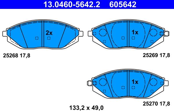 ATE 13.0460-5642.2 - Bremžu uzliku kompl., Disku bremzes www.autospares.lv