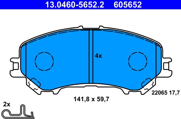 ATE 13.0460-5652.2 - Bremžu uzliku kompl., Disku bremzes www.autospares.lv