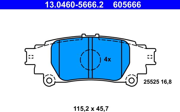 ATE 13.0460-5666.2 - Bremžu uzliku kompl., Disku bremzes autospares.lv