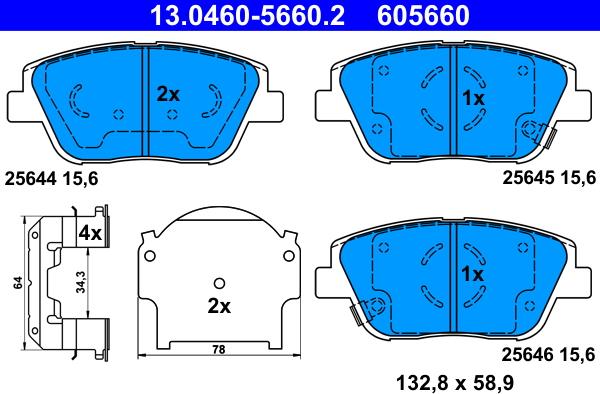 ATE 13.0460-5660.2 - Bremžu uzliku kompl., Disku bremzes www.autospares.lv