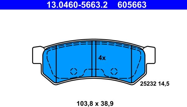 ATE 13.0460-5663.2 - Bremžu uzliku kompl., Disku bremzes www.autospares.lv