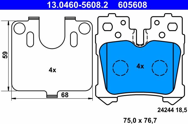 ATE 13.0460-5608.2 - Bremžu uzliku kompl., Disku bremzes www.autospares.lv