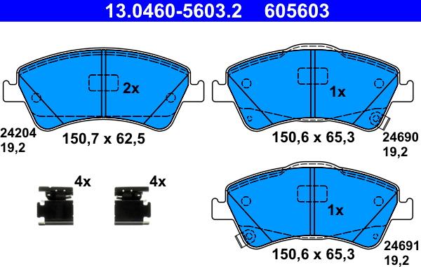 ATE 13.0460-5603.2 - Bremžu uzliku kompl., Disku bremzes www.autospares.lv