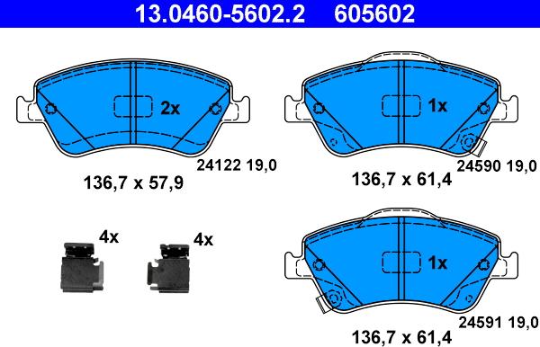 ATE 13.0460-5602.2 - Bremžu uzliku kompl., Disku bremzes www.autospares.lv