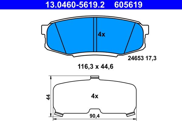 ATE 13.0460-5619.2 - Bremžu uzliku kompl., Disku bremzes www.autospares.lv