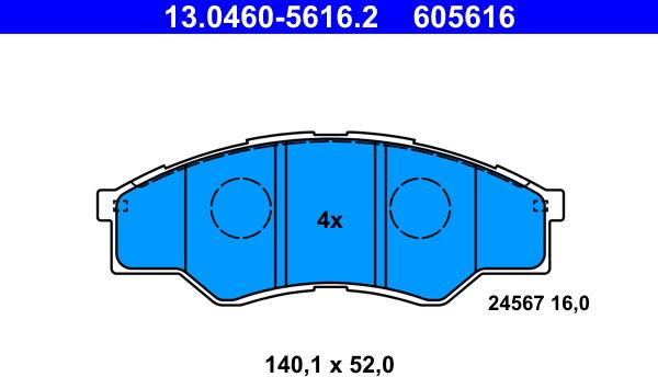 ATE 13.0460-5616.2 - Bremžu uzliku kompl., Disku bremzes autospares.lv