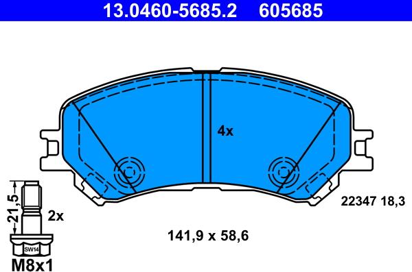 ATE 13.0460-5685.2 - Bremžu uzliku kompl., Disku bremzes www.autospares.lv