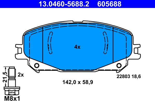 ATE 13.0460-5688.2 - Bremžu uzliku kompl., Disku bremzes www.autospares.lv