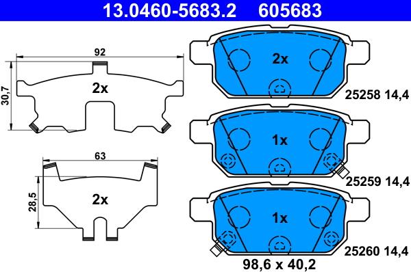 ATE 13.0460-5683.2 - Bremžu uzliku kompl., Disku bremzes www.autospares.lv