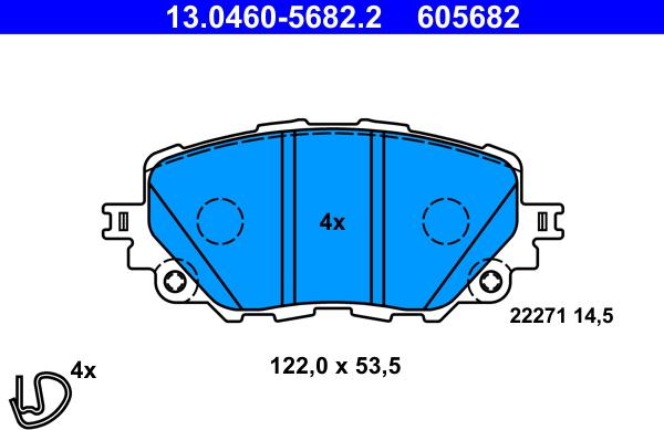 ATE 13.0460-5682.2 - Bremžu uzliku kompl., Disku bremzes www.autospares.lv