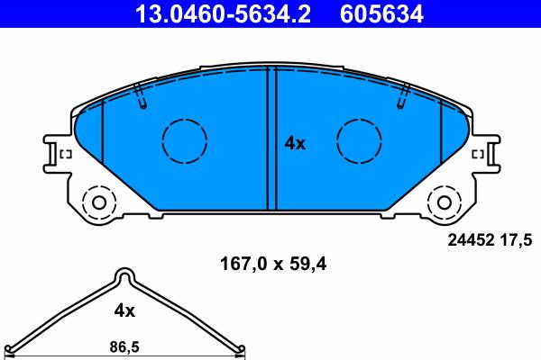 ATE 13.0460-5634.2 - Bremžu uzliku kompl., Disku bremzes www.autospares.lv