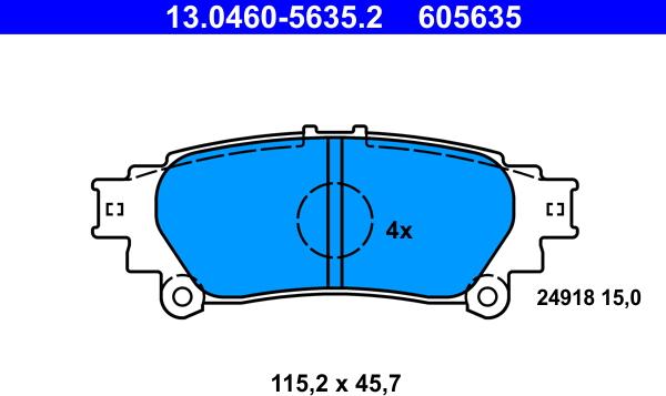 ATE 13.0460-5635.2 - Bremžu uzliku kompl., Disku bremzes autospares.lv