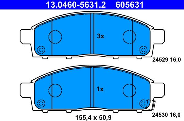 ATE 13.0460-5631.2 - Bremžu uzliku kompl., Disku bremzes www.autospares.lv