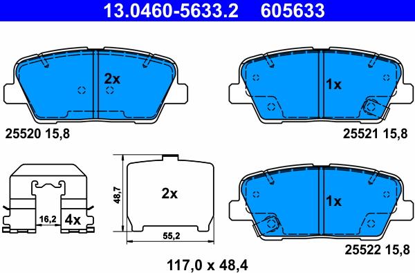 ATE 13.0460-5633.2 - Bremžu uzliku kompl., Disku bremzes www.autospares.lv