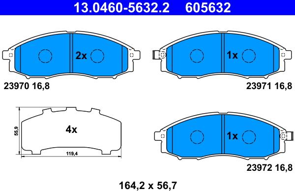 ATE 13.0460-5632.2 - Bremžu uzliku kompl., Disku bremzes www.autospares.lv