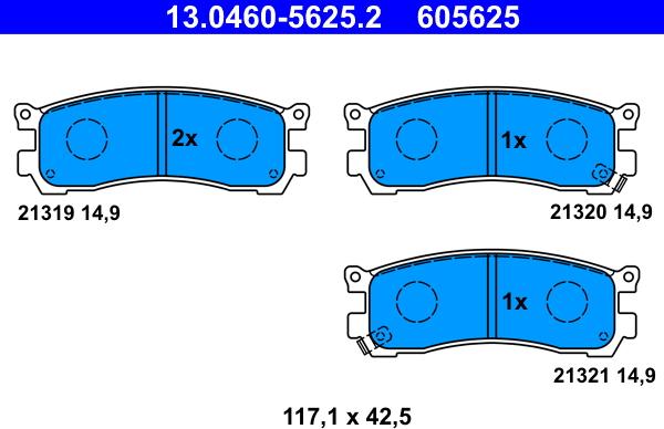 ATE 13.0460-5625.2 - Bremžu uzliku kompl., Disku bremzes autospares.lv