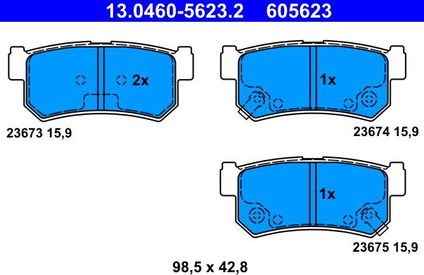 ATE 13.0460-5623.2 - Bremžu uzliku kompl., Disku bremzes www.autospares.lv