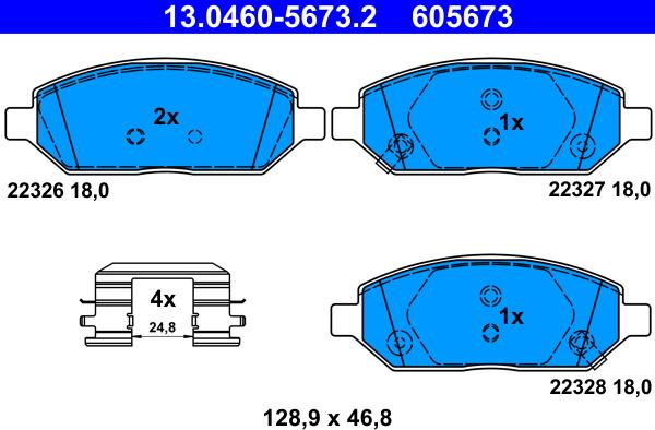 ATE 13.0460-5673.2 - Brake Pad Set, disc brake www.autospares.lv