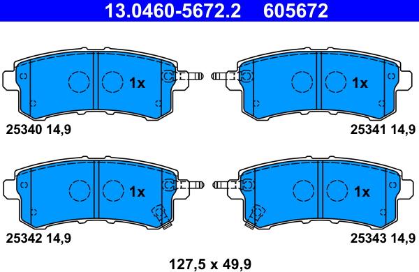 ATE 13.0460-5672.2 - Bremžu uzliku kompl., Disku bremzes www.autospares.lv