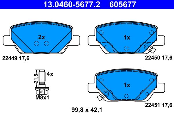 ATE 13.0460-5677.2 - Bremžu uzliku kompl., Disku bremzes www.autospares.lv