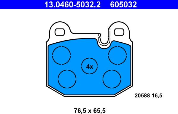 ATE 13.0460-5032.2 - Тормозные колодки, дисковые, комплект www.autospares.lv