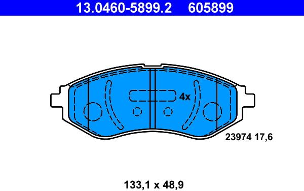 ATE 13.0460-5899.2 - Bremžu uzliku kompl., Disku bremzes autospares.lv