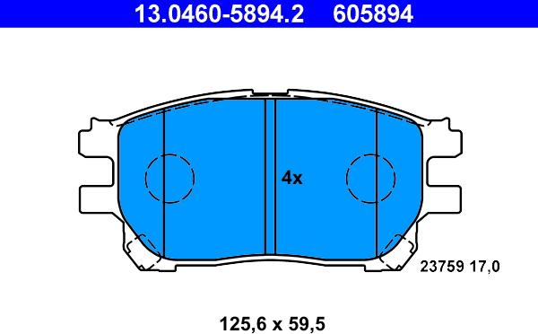 ATE 13.0460-5894.2 - Bremžu uzliku kompl., Disku bremzes autospares.lv