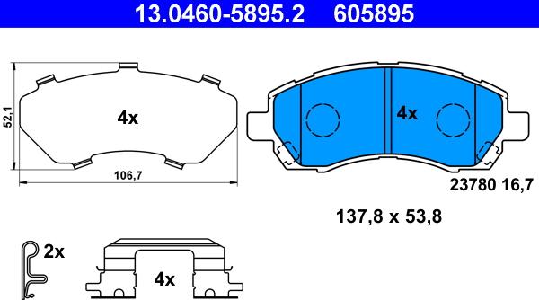 ATE 13.0460-5895.2 - Bremžu uzliku kompl., Disku bremzes www.autospares.lv