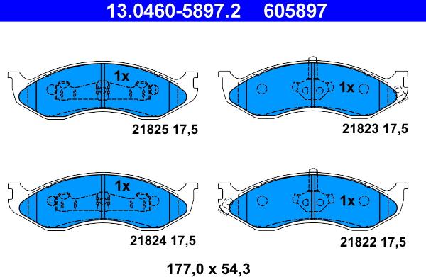 ATE 13.0460-5897.2 - Bremžu uzliku kompl., Disku bremzes www.autospares.lv