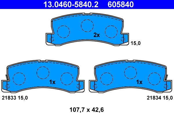 ATE 13.0460-5840.2 - Bremžu uzliku kompl., Disku bremzes www.autospares.lv