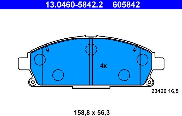 ATE 13.0460-5842.2 - Bremžu uzliku kompl., Disku bremzes autospares.lv