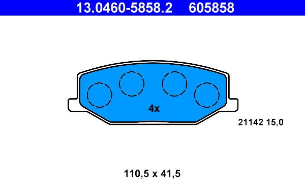 ATE 13.0460-5858.2 - Brake Pad Set, disc brake www.autospares.lv