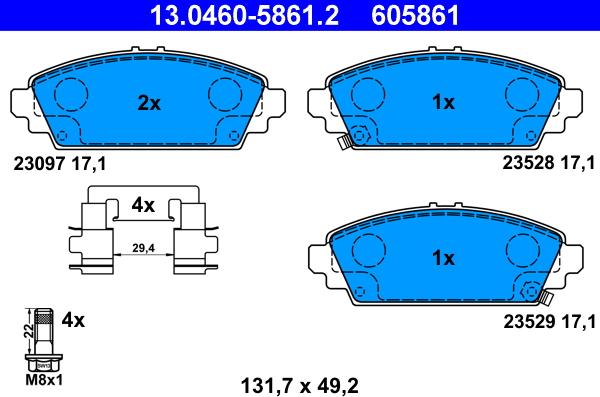 ATE 13.0460-5861.2 - Bremžu uzliku kompl., Disku bremzes www.autospares.lv