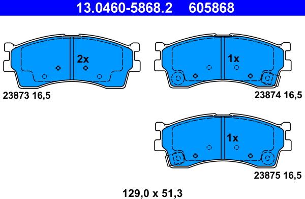 ATE 13.0460-5868.2 - Bremžu uzliku kompl., Disku bremzes autospares.lv