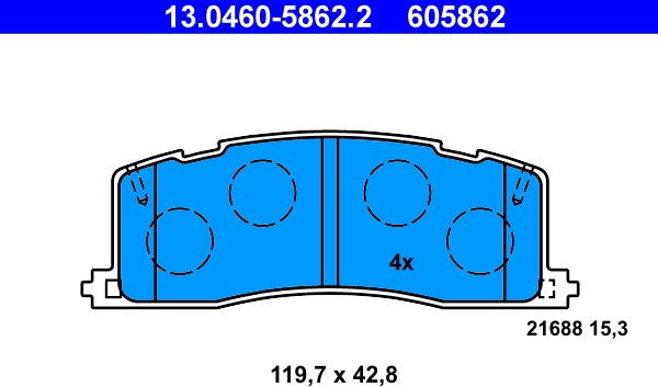 ATE 13.0460-5862.2 - Bremžu uzliku kompl., Disku bremzes www.autospares.lv